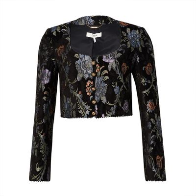Chloé Cropped Floral-jacquard Jacket In Black