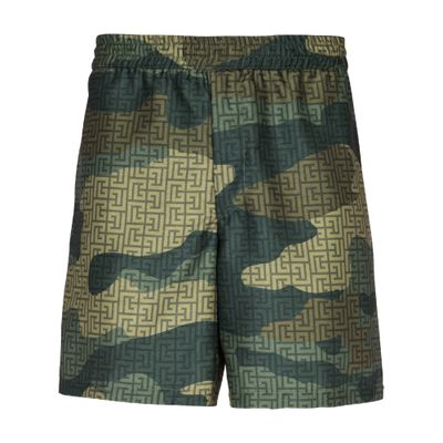 BALMAIN CAMOUFLAGE PRINT SHANTUNG SHORTS