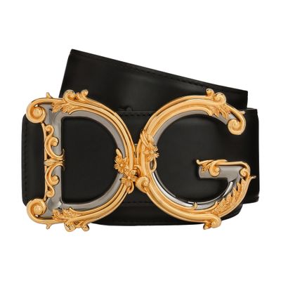 Dolce & Gabbana Calfskin Belt With Logo In Black