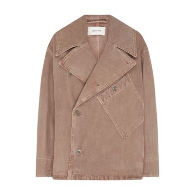 Lemaire Womens Denim Snow Mauve Dispatch Patch-pocket Jacket In Pink