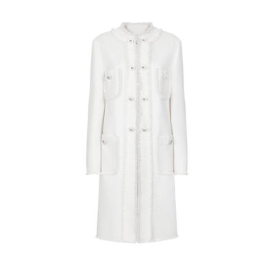 Dolce & Gabbana Wool Tweed Coat In White