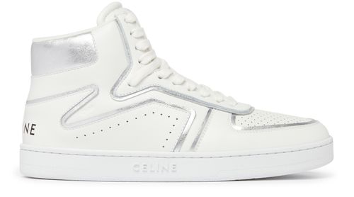 CELINE Ct-01 "z" trainer high top sneaker in metallic calfskin and calfskin