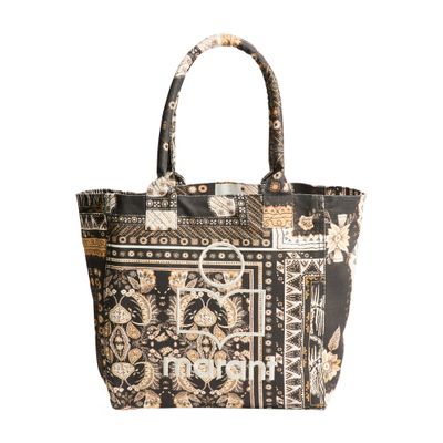 Isabel Marant Patterned Design Tote Bag With Top Handles In Black