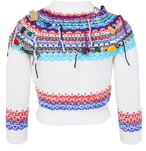 CELINE Cropped crewneck sweater in fair isle wool