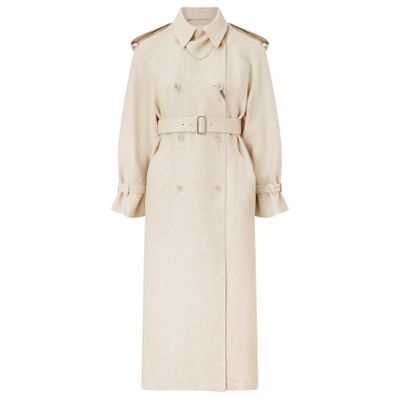 Max Mara Long Belted Trench Coat In Neutral