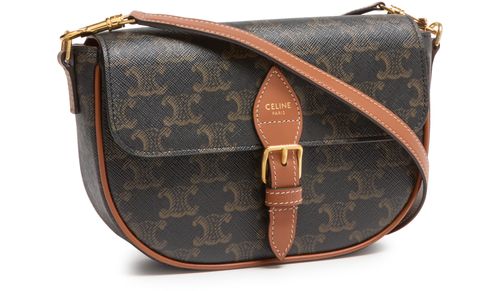 CELINE Folco shoulder bag in Triomphe canvas and calfskin