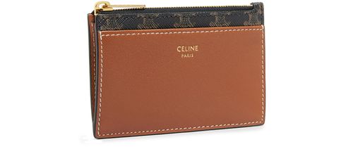 CELINE Zipped card holder in Triomphe canvas and lambskin