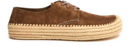 LOEWE Rio lace up espadrilles in suede and raffia