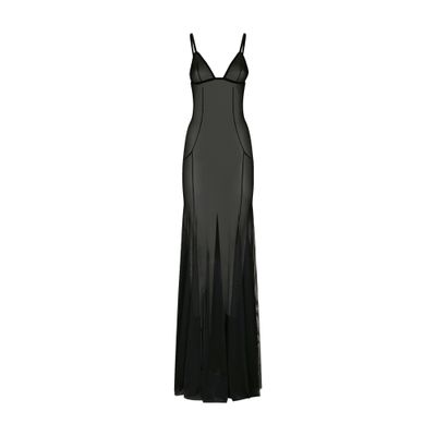 Dolce & Gabbana Semi-sheer Open-back Nightdress In Black