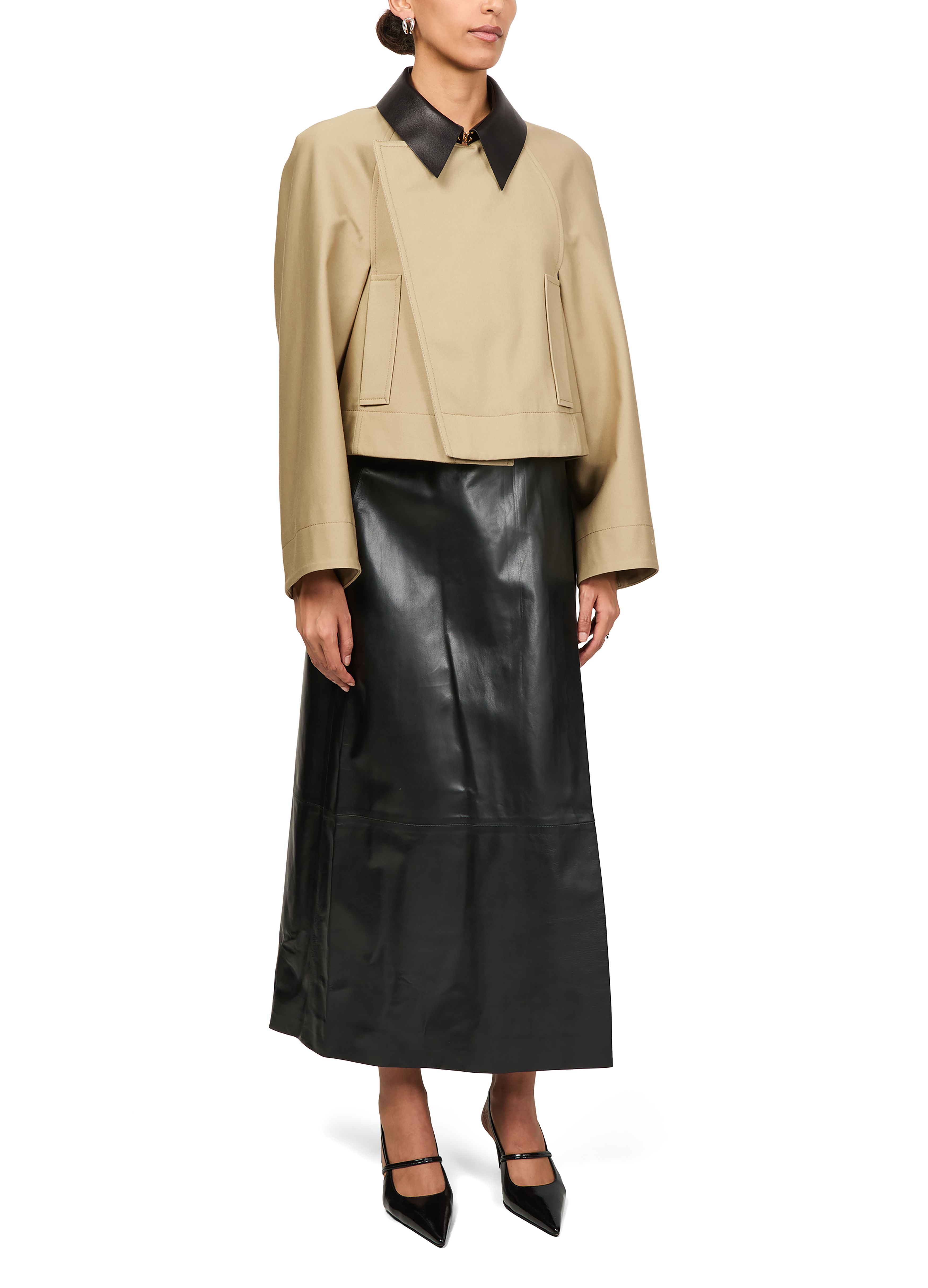 Cropped peacoat in cotton and wool thumbnail 6