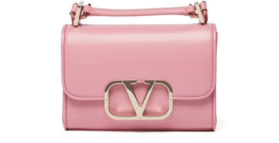 Valentino Garavani Small Vlogo Type Shoulder Bag in Pink