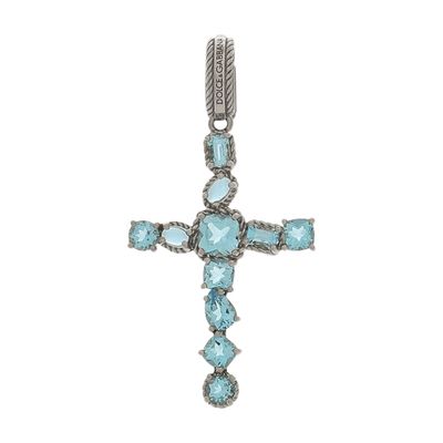 Dolce & Gabbana Anna Charm In White Gold 18kt With Light Blue Topazes In White
