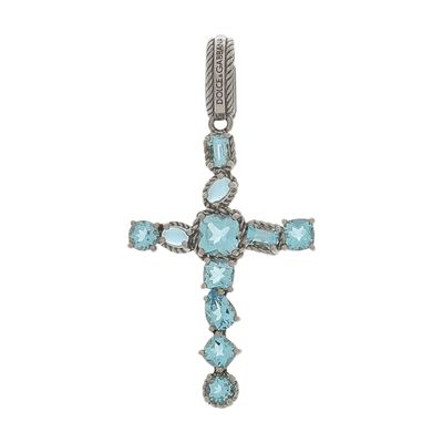 Dolce & Gabbana Anna Charm In White Gold 18kt With Light Blue Topazes