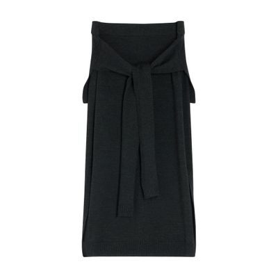 Lemaire Tie-around Ribbed Midi Skirt In Black
