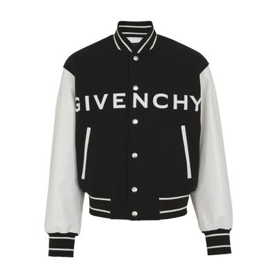 Givenchy Logo Varsity Jacket In Black White