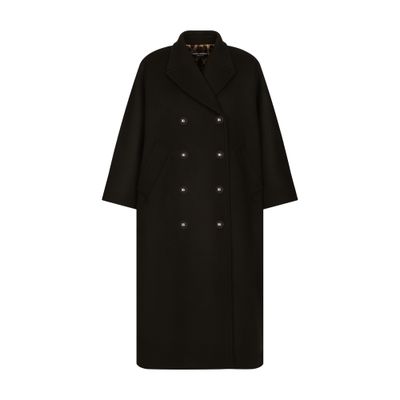 Dolce & Gabbana Double-breasted Baize Coat In Black