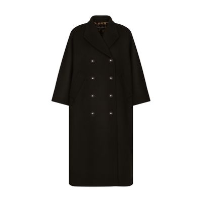 Shop Dolce & Gabbana Double-breasted Baize Coat In Black