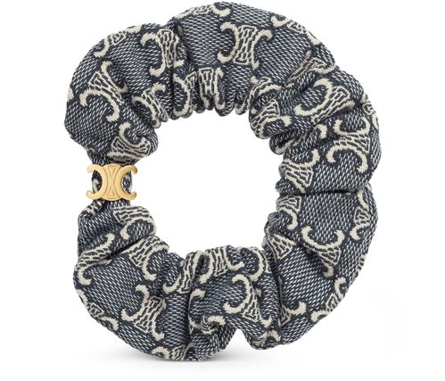 CELINE Celine jacquard Triomphe scrunchy in cotton, polyester, polyamide and brass with gold finish
