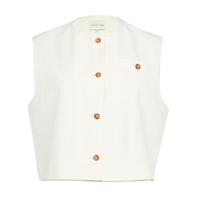 Shop Loulou Studio Esme Viscose Round Neck Vest In Off-white