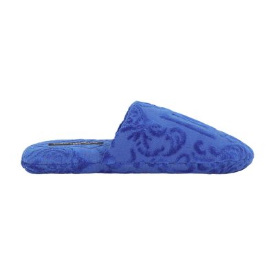 Dolce & Gabbana Dolce&gabbana Dg Logo Jacquard Cotton Terry Cloth Scuff Slipper In Blue