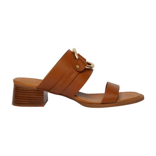 See By Chloé Hana Leather Ring Slide Sandals In Tan