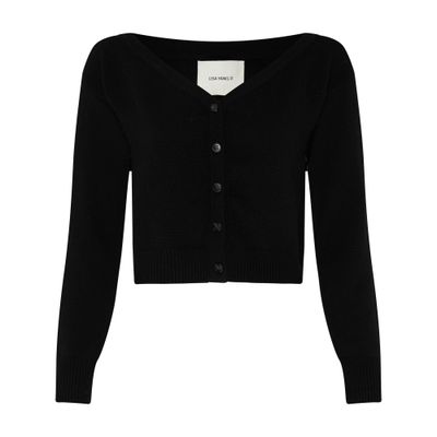 Lisa Yang Beata Off-shoulder Cashmere Cardigan In Black