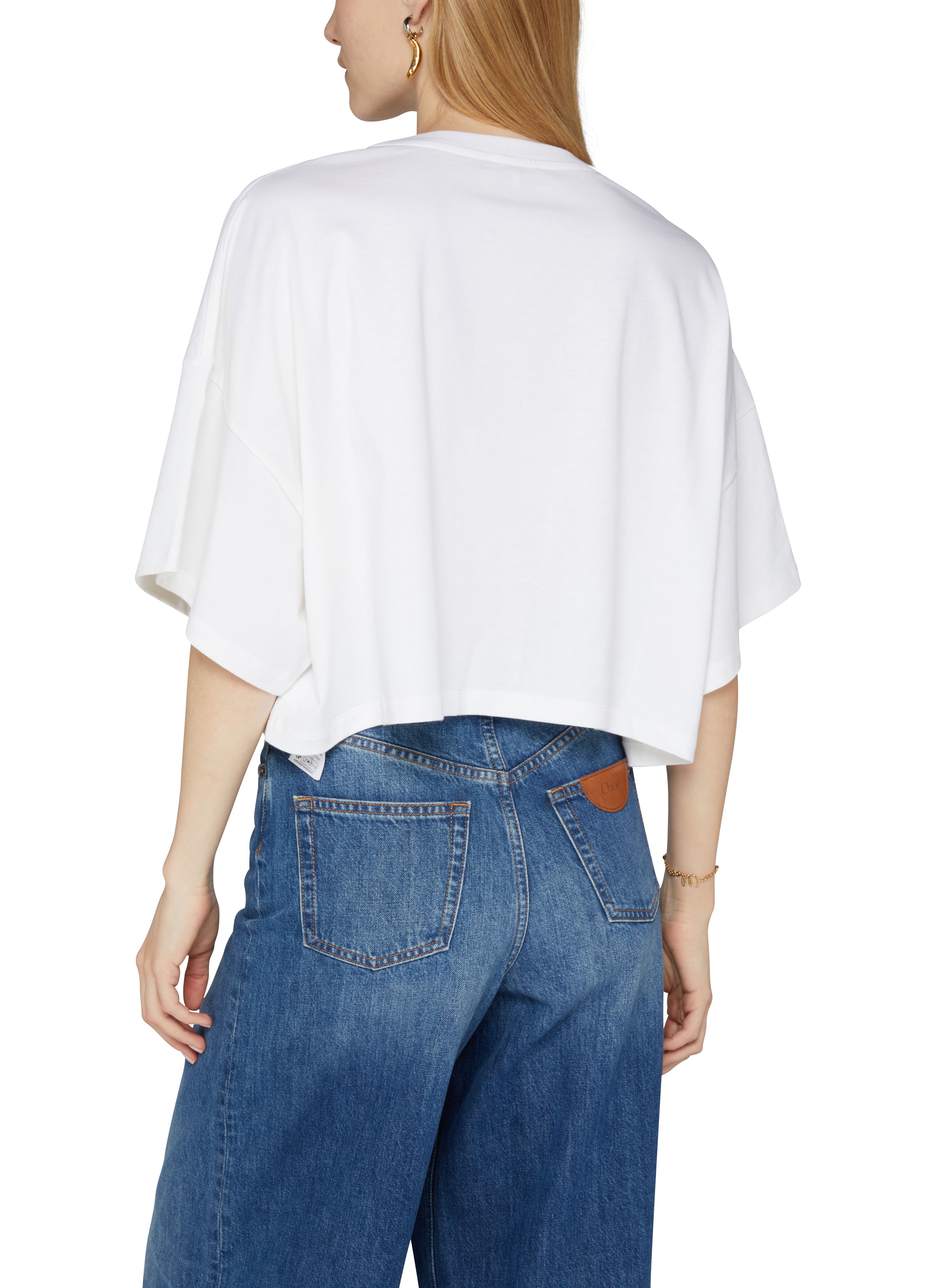 Short straight cotton t-shirt with logo thumbnail 5