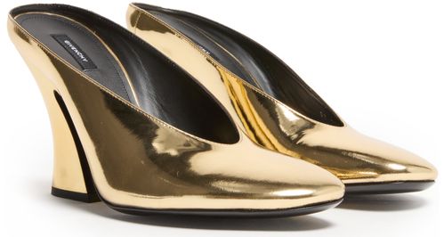 GIVENCHY Sculpted heeled mules in mirror effect leather