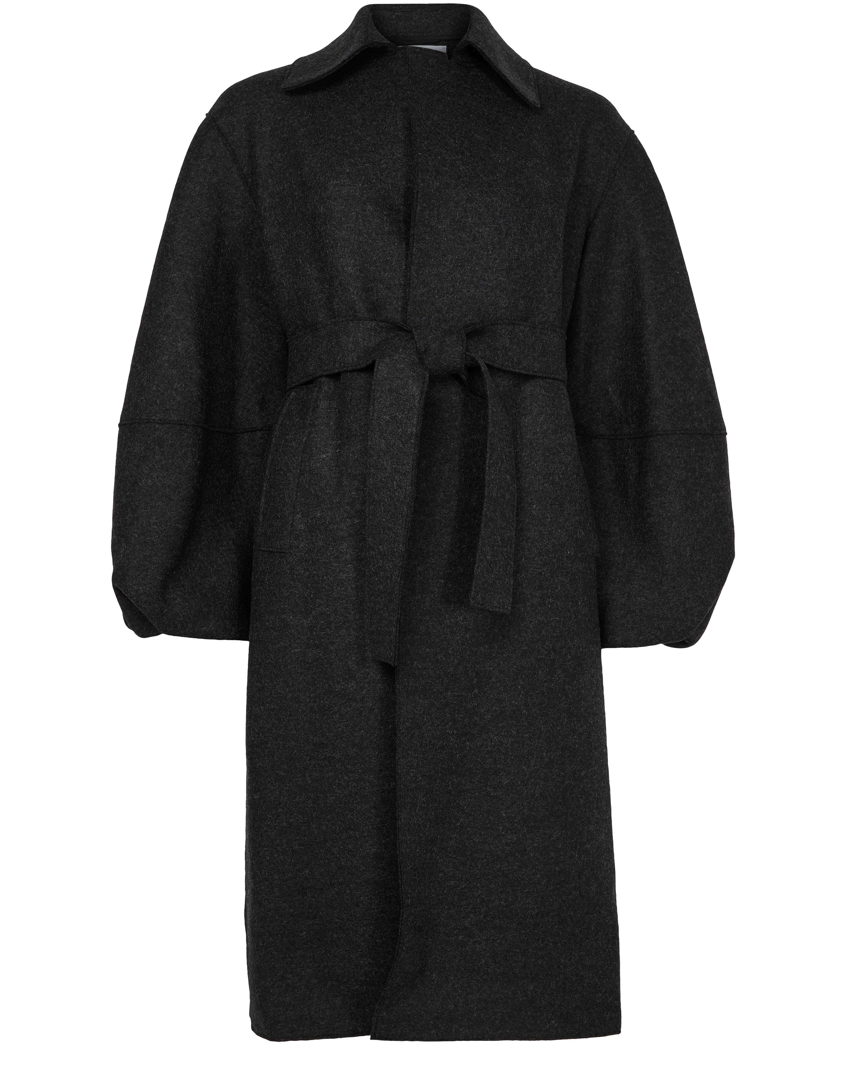 Puff-sleeved coat in pressed wool