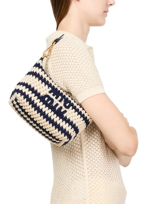 MIU MIU Pochette en crochet rayée