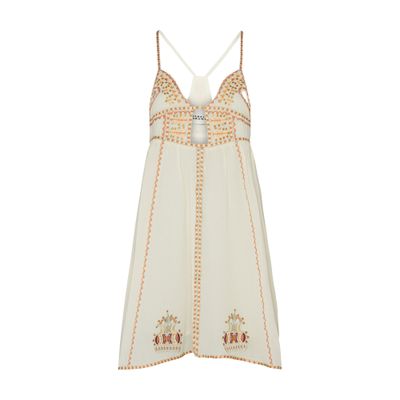 Isabel Marant Bretty Cutout Embroidered Cotton-blend Mini Dress In Ecru