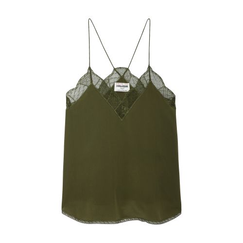 Zadig & Voltaire Christy Lace Trim Camisole In Dark_olive