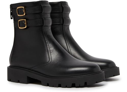 CELINE Margaret calfskin double buckle zipped boots