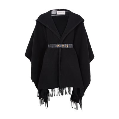 Moncler Wool Cape In Black