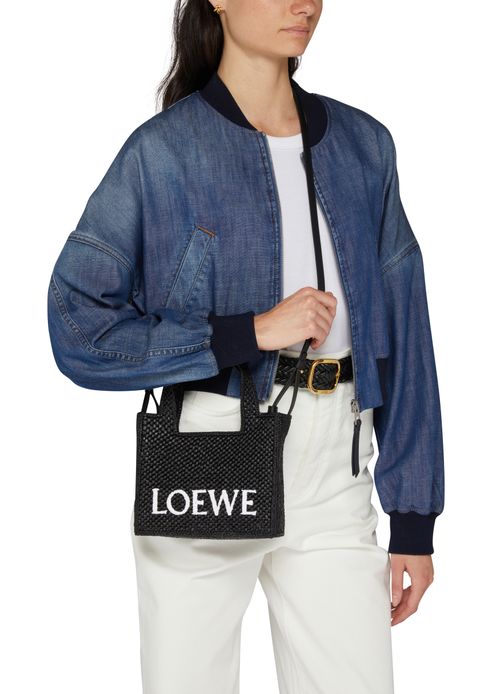 LOEWE Mini LOEWE Font Tote en raphia
