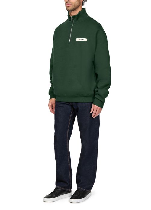 JACQUEMUS Grog grain zip-neck sweatshirt