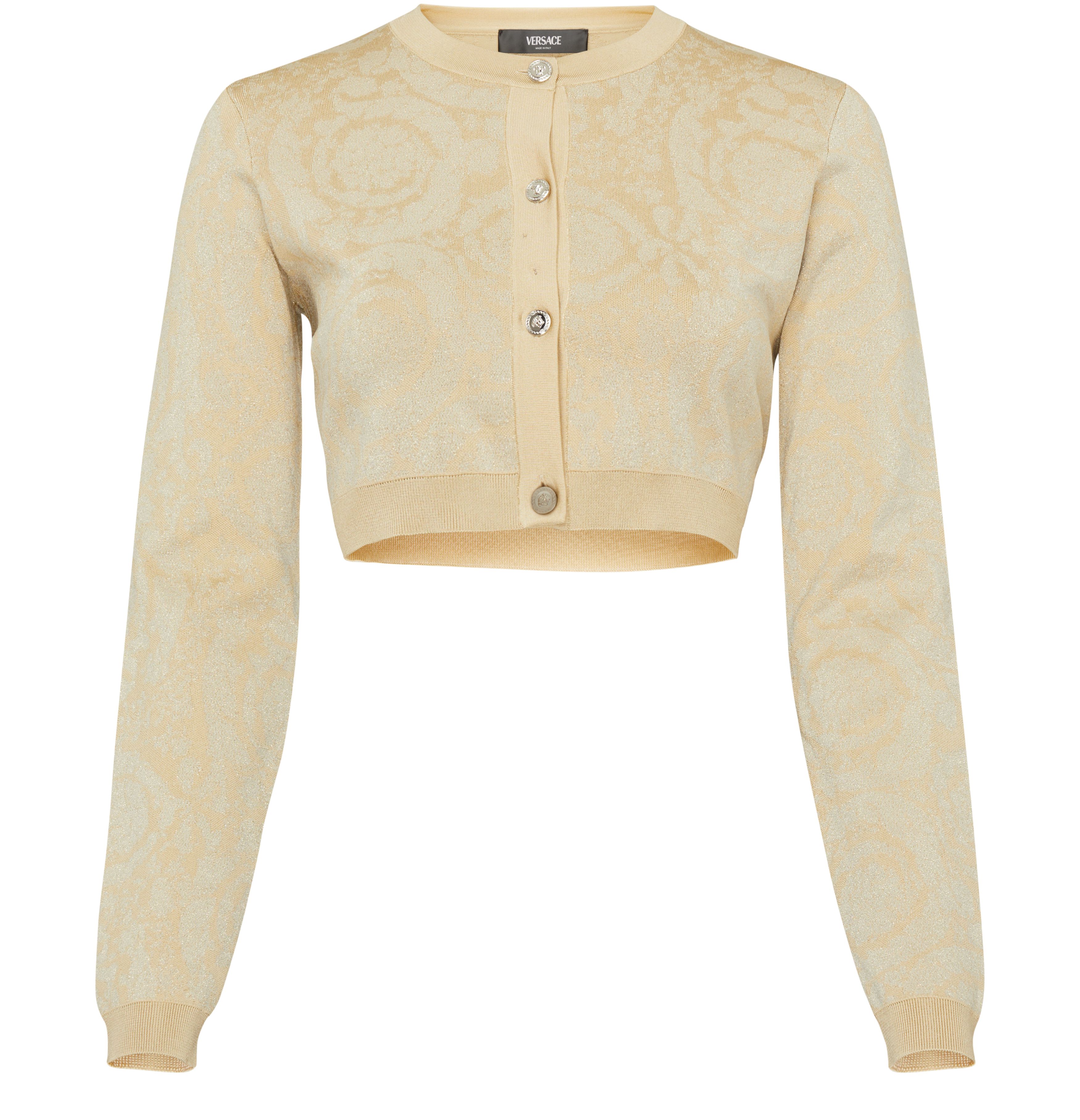 Versace Women's Beige Textured Barocco Knit Sweater Size 38