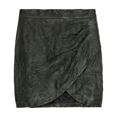Zadig & Voltaire Zadig&voltaire Women's Kaki Julipe Crinkled Leather Mini-skirt