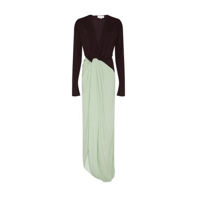 Victoria Beckham Long Sleeve Knot Detail Jersey Dress In Black