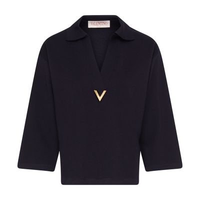 Valentino Wool Top In Navy