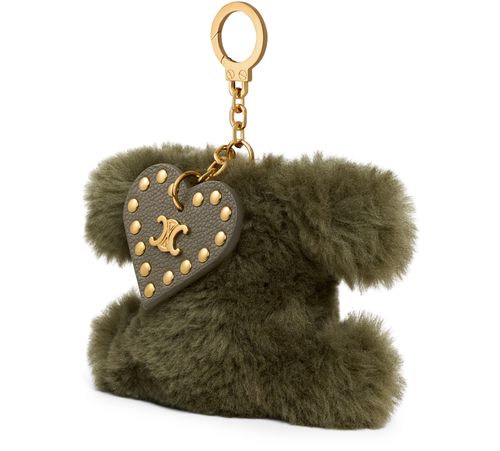 CELINE Triomphe pom-pom charm in shearling and calfskin
