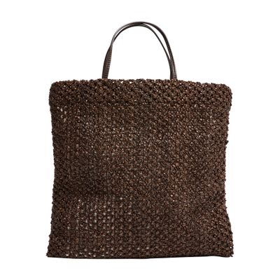 The Row Barn Mini Raffia Tote Bag In Brown