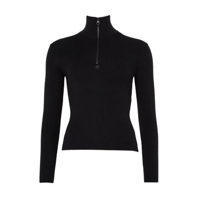 Courrèges Zipped Mockneck Sweater In Black