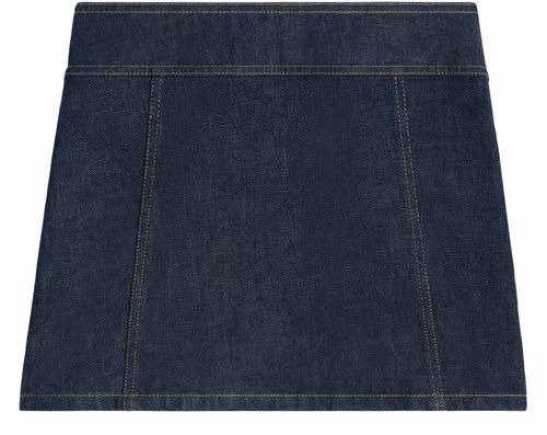 CELINE Mini jupe trapèze en denim rinsed wash