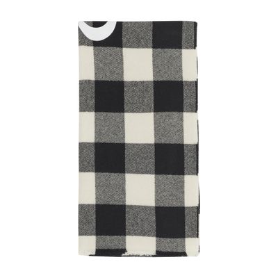 Moncler Logo Print Checked Scarf In Open White