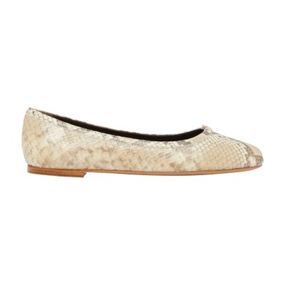 Chloé Marcie Python Print Leather Ballet Flats In Beige