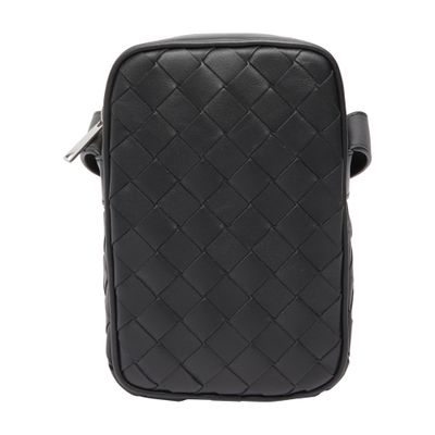 Bottega Veneta Intrecciato Zippered Phone Pouch In Black_silver