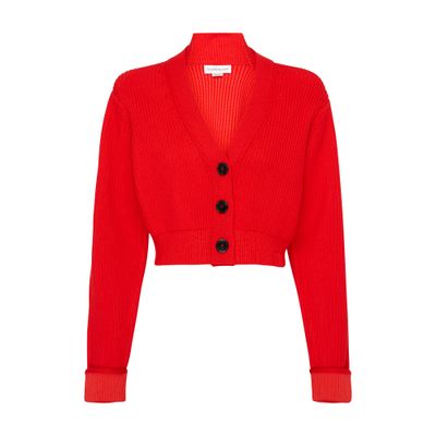 Victoria Beckham Cropped V-neck Cardigan In Red