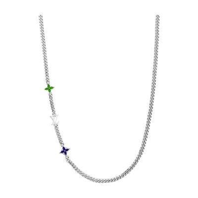 Louis Vuitton Monogram Row Necklace In Silver