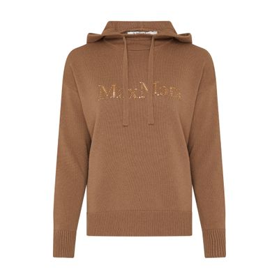 's Max Mara Agre Cotto Jersey Logo Hooded Sweatshirt In Beige